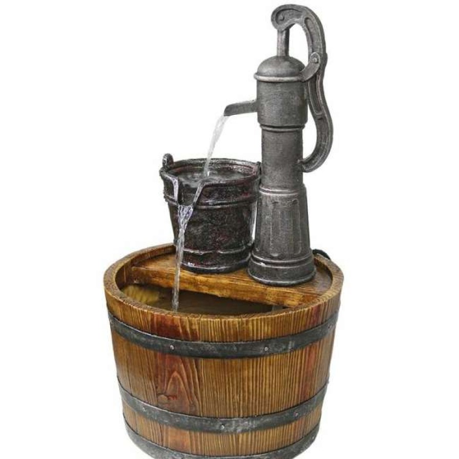 * Design Toscano Lawn & Garden Cistern Well Pump Barrel Garden Fountain | Lawn & Garden