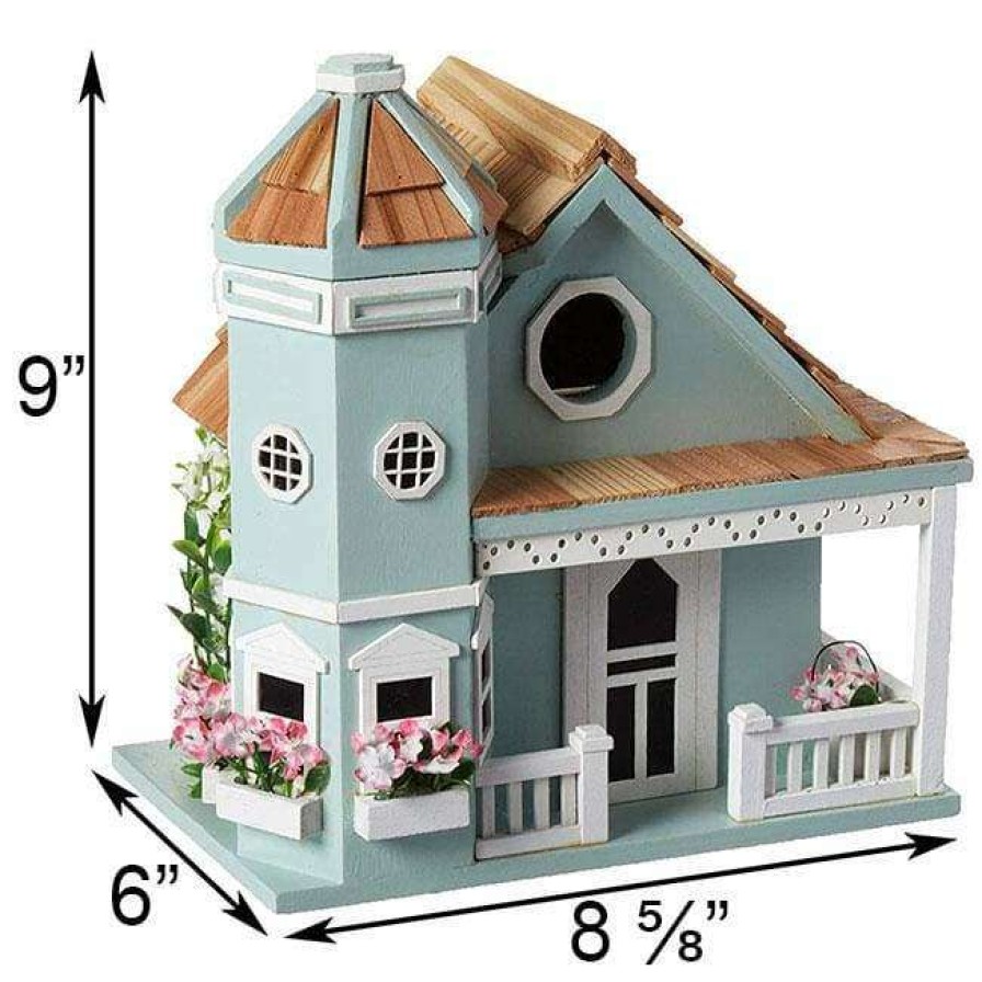 * Home Bazaar Flower Pot Cottage Blue Bird House | Bird Houses