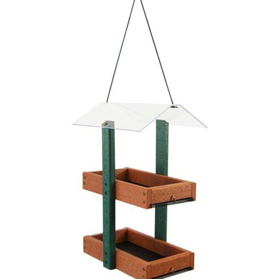 * Woodlink Audubon Going Green Double Platform Green & Brown Bird Feeder Hanging Feeders | Bird Feeders