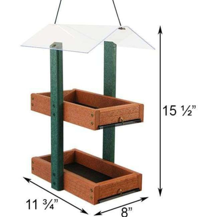 * Woodlink Audubon Going Green Double Platform Green & Brown Bird Feeder Hanging Feeders | Bird Feeders