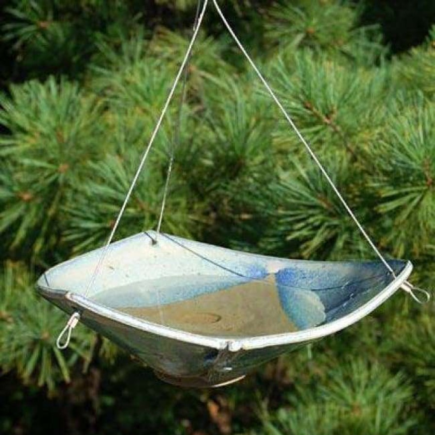 * Anthony Stoneware Ceramic French Blue Small Bird Bath | Bird Baths