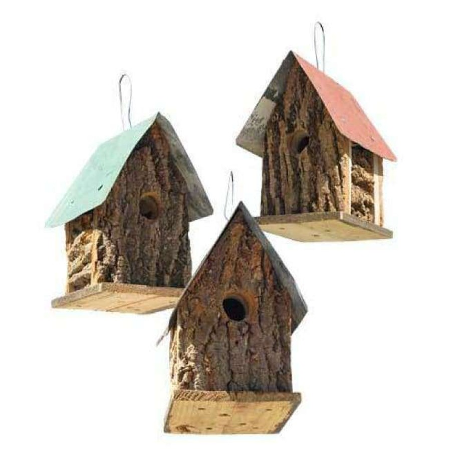 * Bird In Hand Summer Camp Bark Cabin Bird Houses, Set Of 3 | Bird Houses