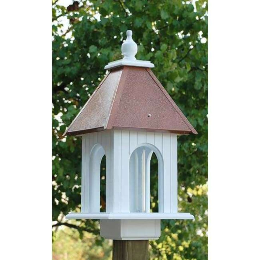 * A Wing And A Prayer Dogwood Bird Feeder With Hammered Copper Colored Metal Roof Decorative Feeders | Bird Feeders