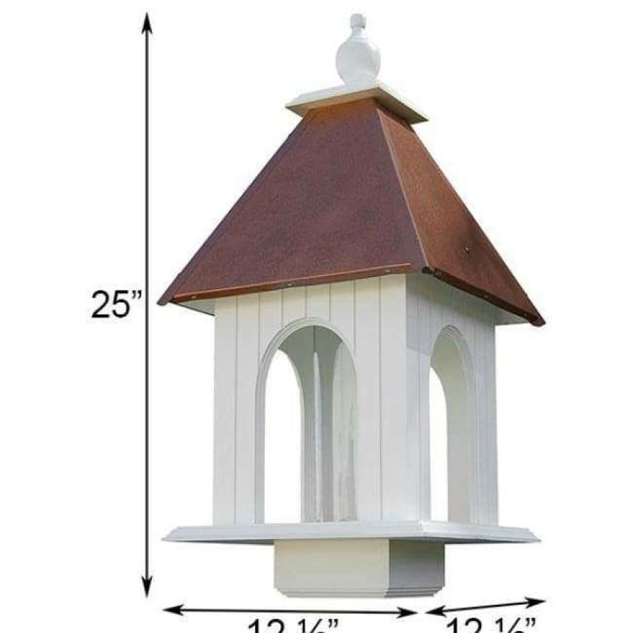 * A Wing And A Prayer Dogwood Bird Feeder With Hammered Copper Colored Metal Roof Decorative Feeders | Bird Feeders