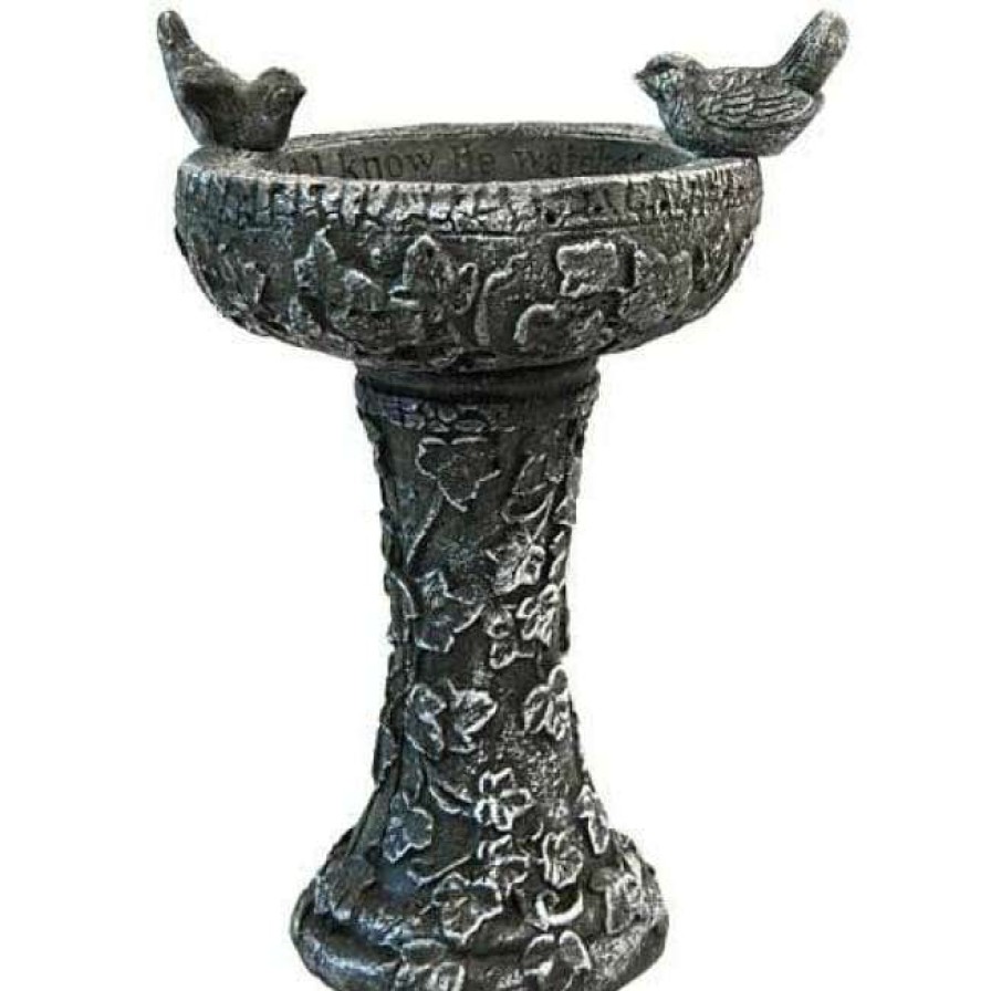 * Athens Stonecasting Standing Bird Baths His Eye Is On The Sparrow, Forest White Bird Bath | Bird Baths