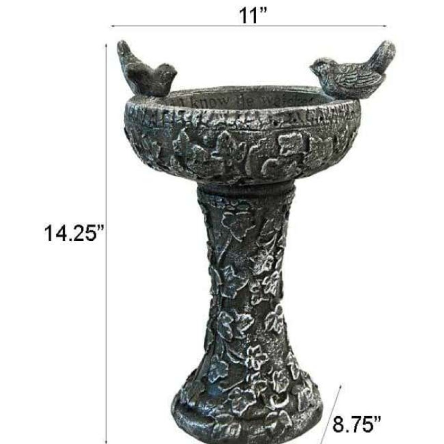 * Athens Stonecasting Standing Bird Baths His Eye Is On The Sparrow, Forest White Bird Bath | Bird Baths