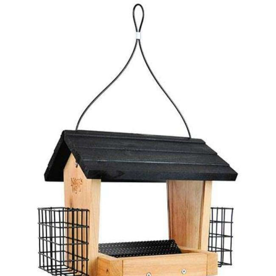 * Nature'S Way Cedar Hopper Bird Feeder With Suet Cages, Small | Bird Feeders