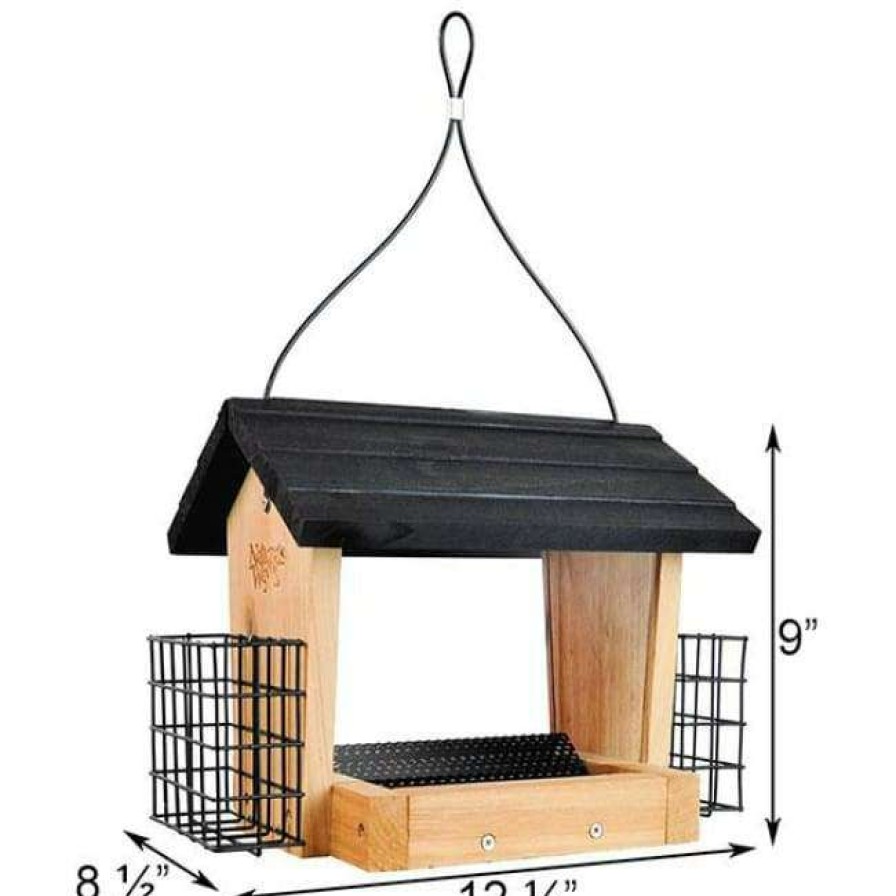 * Nature'S Way Cedar Hopper Bird Feeder With Suet Cages, Small | Bird Feeders