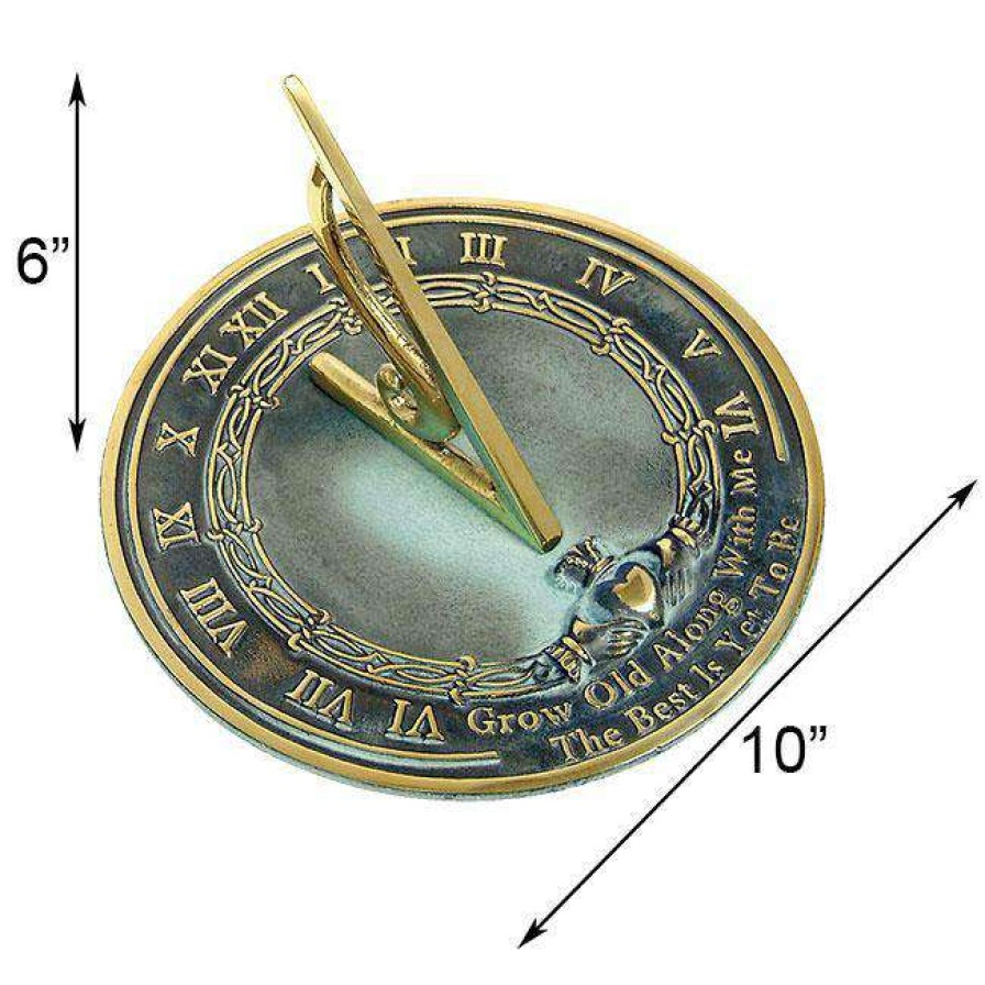 * Rome Industries Grow Old With Me Brass Verdigris 10 Sundial | Lawn & Garden