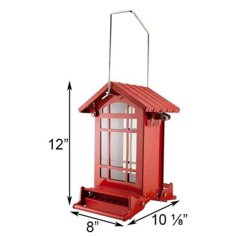 * Heritage Farms Chateau Squirrel Resistant Weight Sensitive Red Bird Feeder Hanging Feeders | Bird Feeders