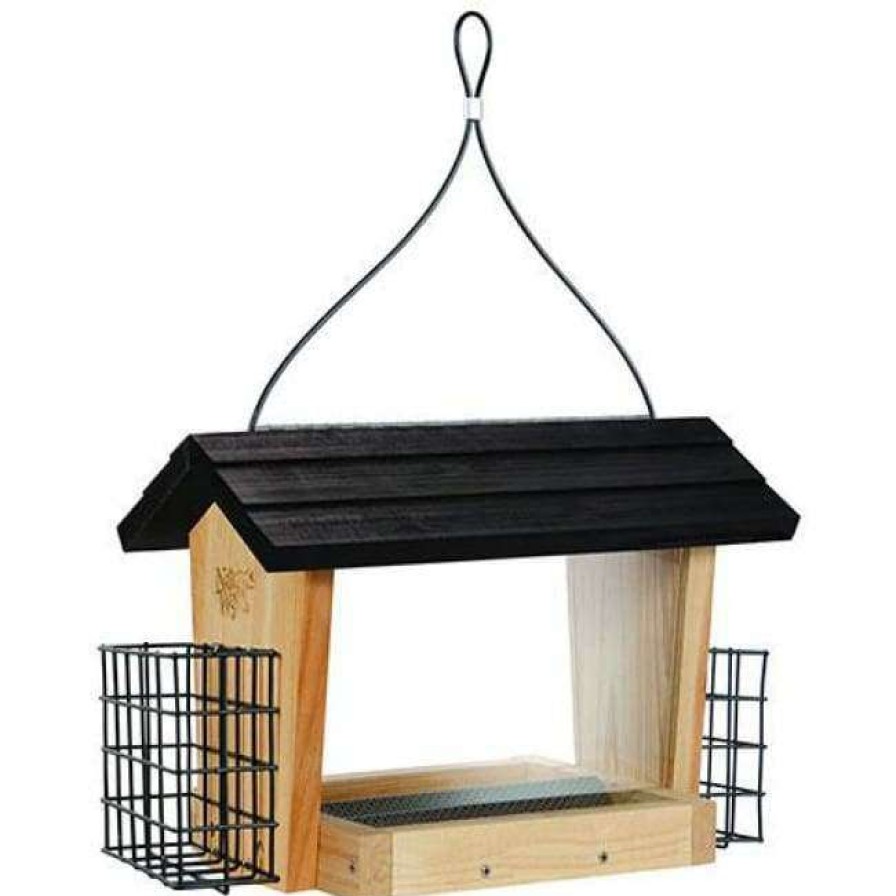 * Nature'S Way Hanging Feeders Cedar Hopper Bird Feeder With Suet Cages, Large | Bird Feeders