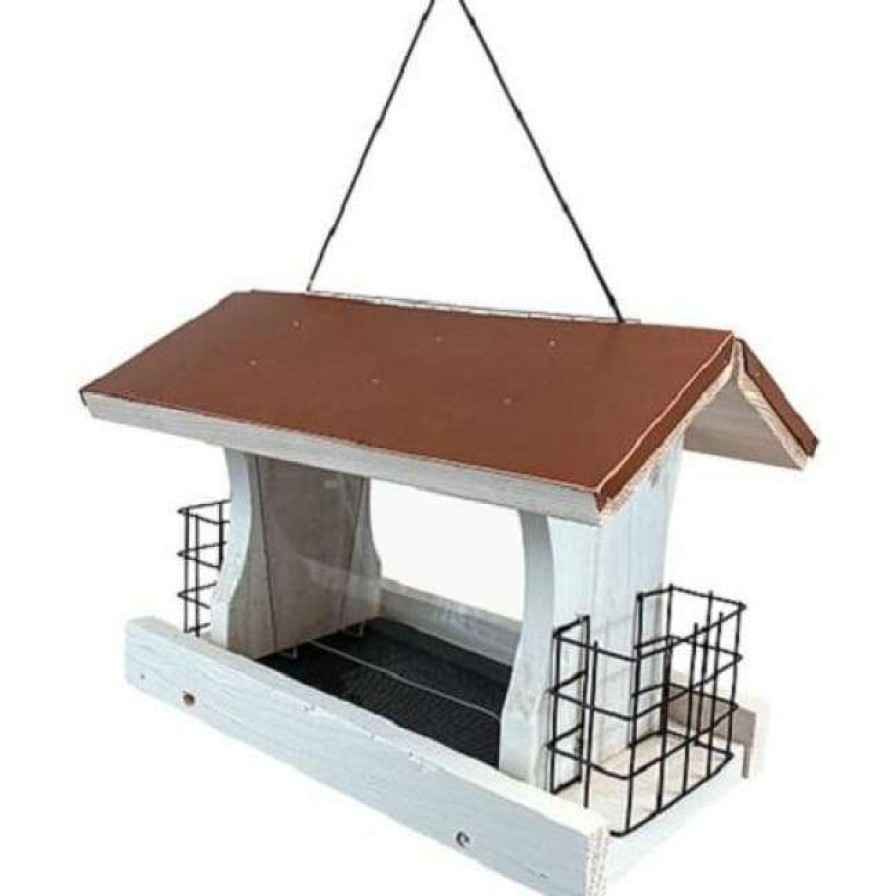 * Woodlink Audubon Nantucket White Coppertop Ranch Feeder With Suet Cages | Bird Feeders