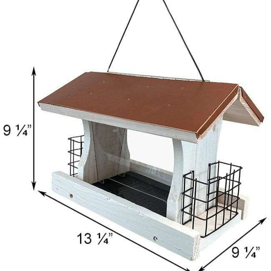 * Woodlink Audubon Nantucket White Coppertop Ranch Feeder With Suet Cages | Bird Feeders