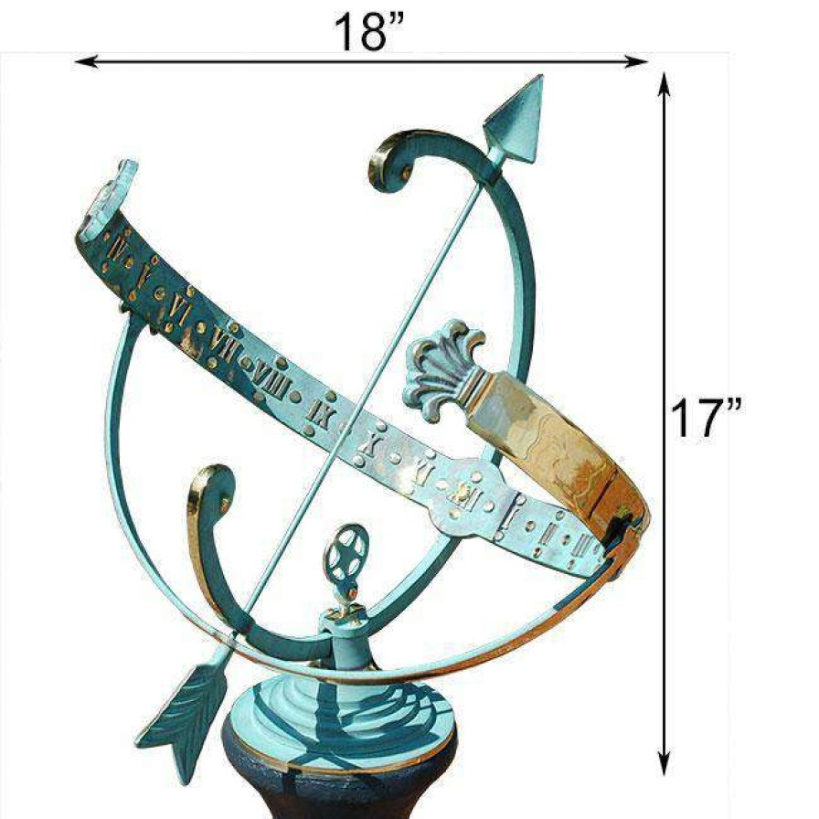 * Rome Industries Armillary Brass Verdigris 18 Sundial With Star | Lawn & Garden