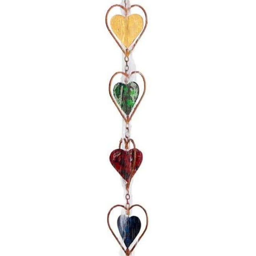 * Ancient Graffiti Lawn & Garden Heart Rain Chain, Multicolored | Lawn & Garden