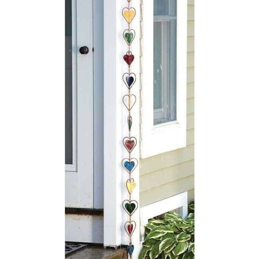 * Ancient Graffiti Lawn & Garden Heart Rain Chain, Multicolored | Lawn & Garden