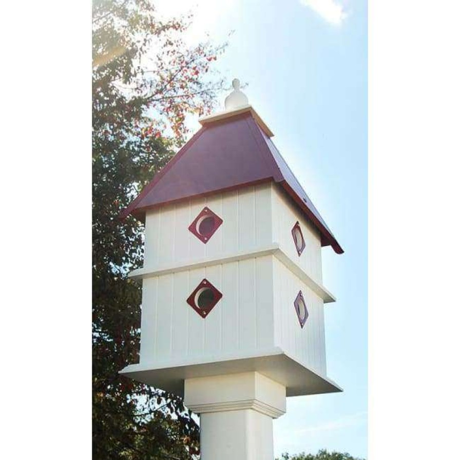 * A Wing And A Prayer Plantation Bird House With Merlot Red Roof | Bird Houses