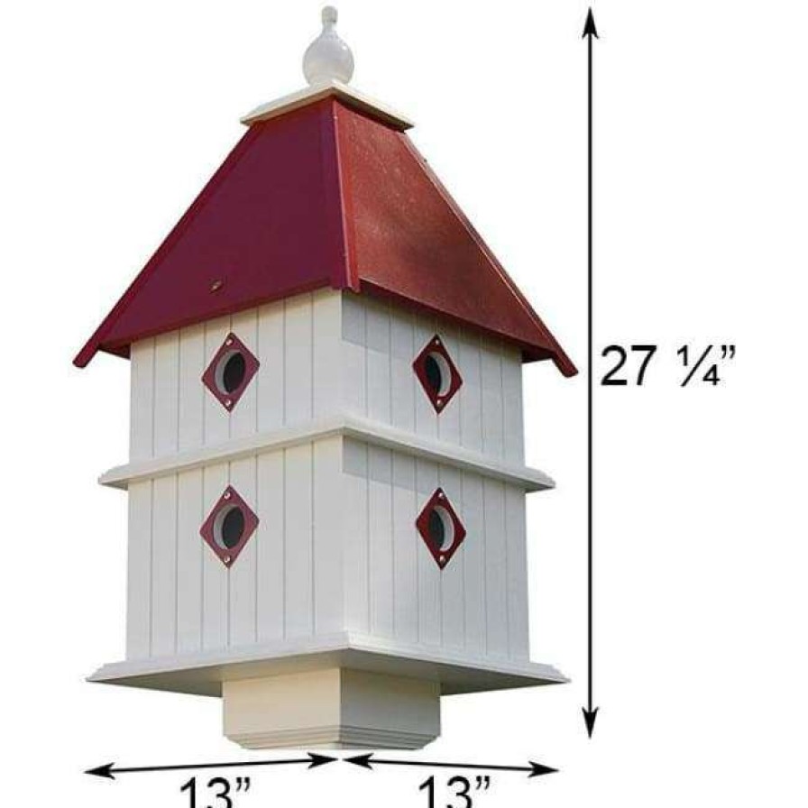 * A Wing And A Prayer Plantation Bird House With Merlot Red Roof | Bird Houses