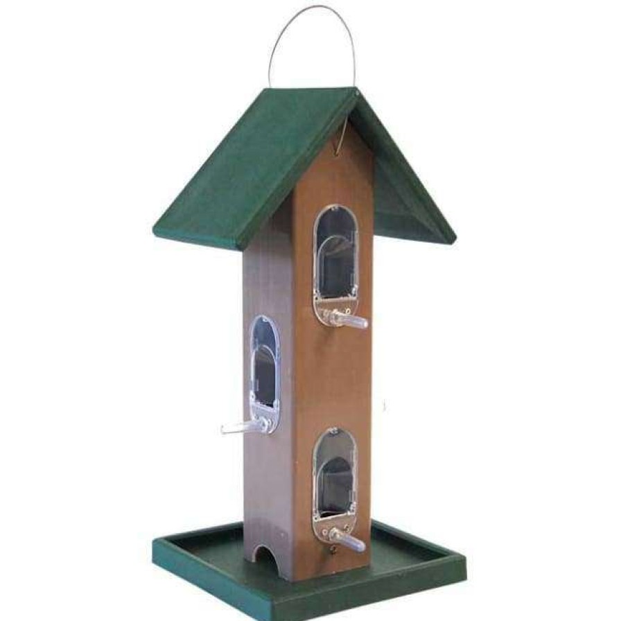 * Songbird Essentials Tube Feeder With Tray, Green And Brown | Bird Feeders