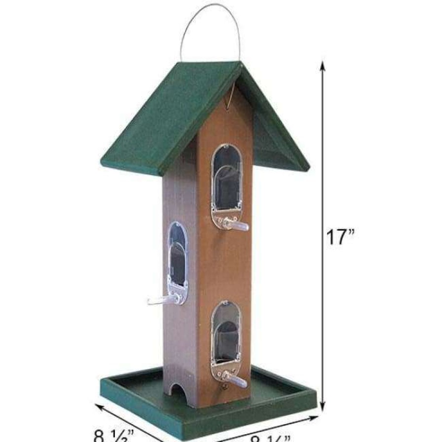 * Songbird Essentials Tube Feeder With Tray, Green And Brown | Bird Feeders