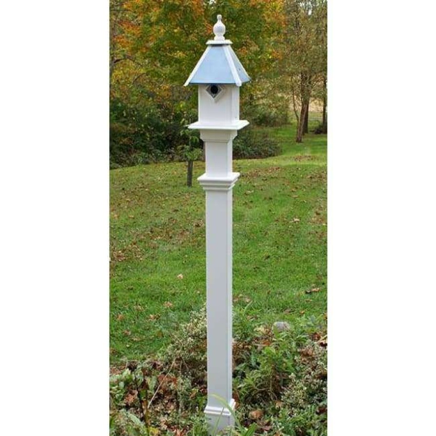 * New England Arbors Decorative 5 White Mounting Post Bird House Accessories | Bird Feeders