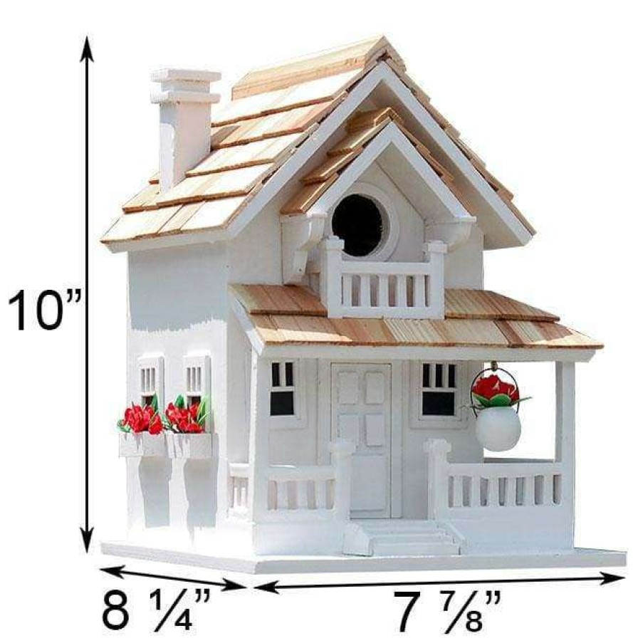 * Home Bazaar Backyard Cottage White Bird House Decorative Houses | Bird Houses