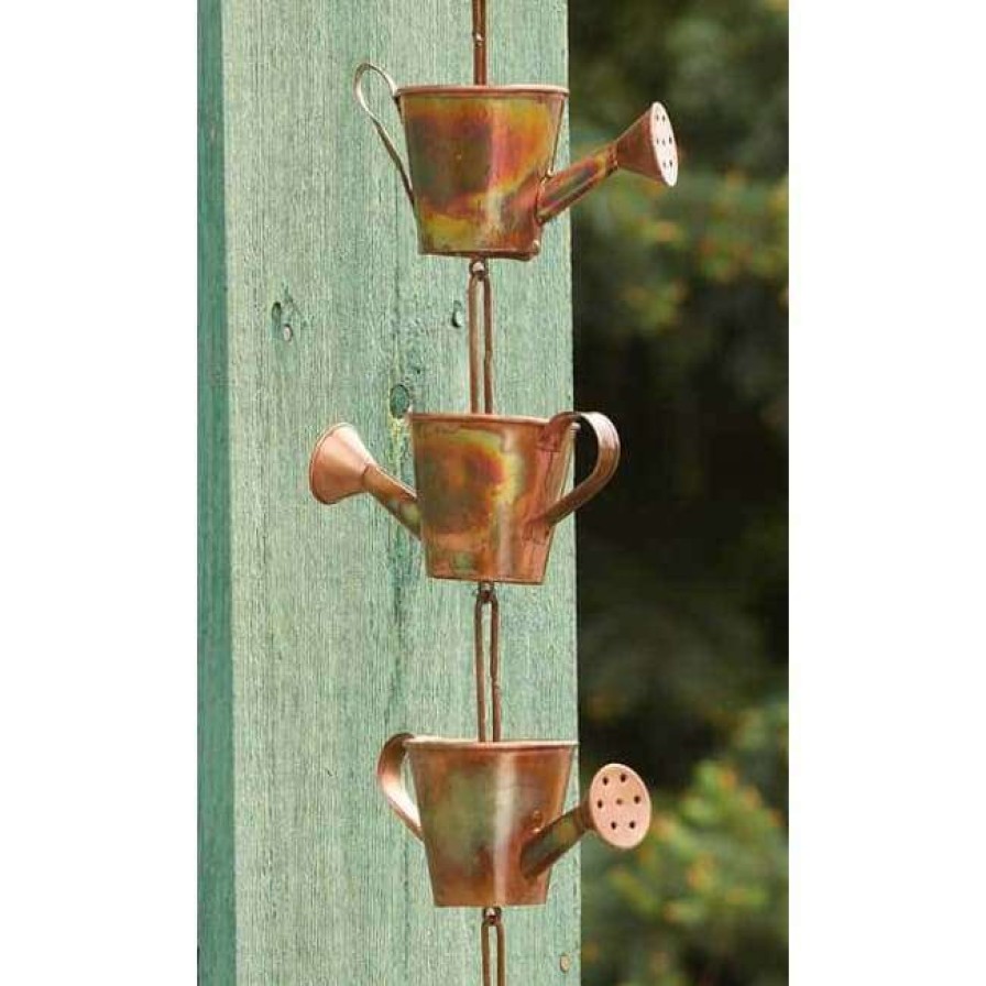 * Ancient Graffiti Watering Can Copper Rain Chain | Lawn & Garden