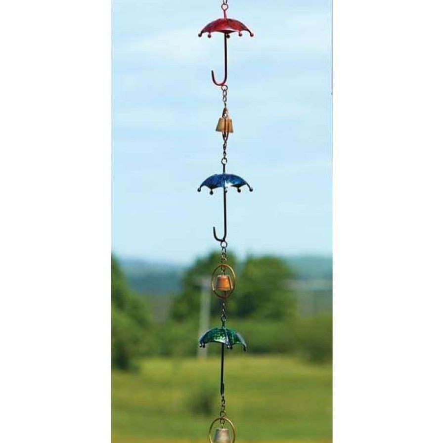 * Ancient Graffiti Umbrella And Bell Rain Chain, Multicolored | Lawn & Garden