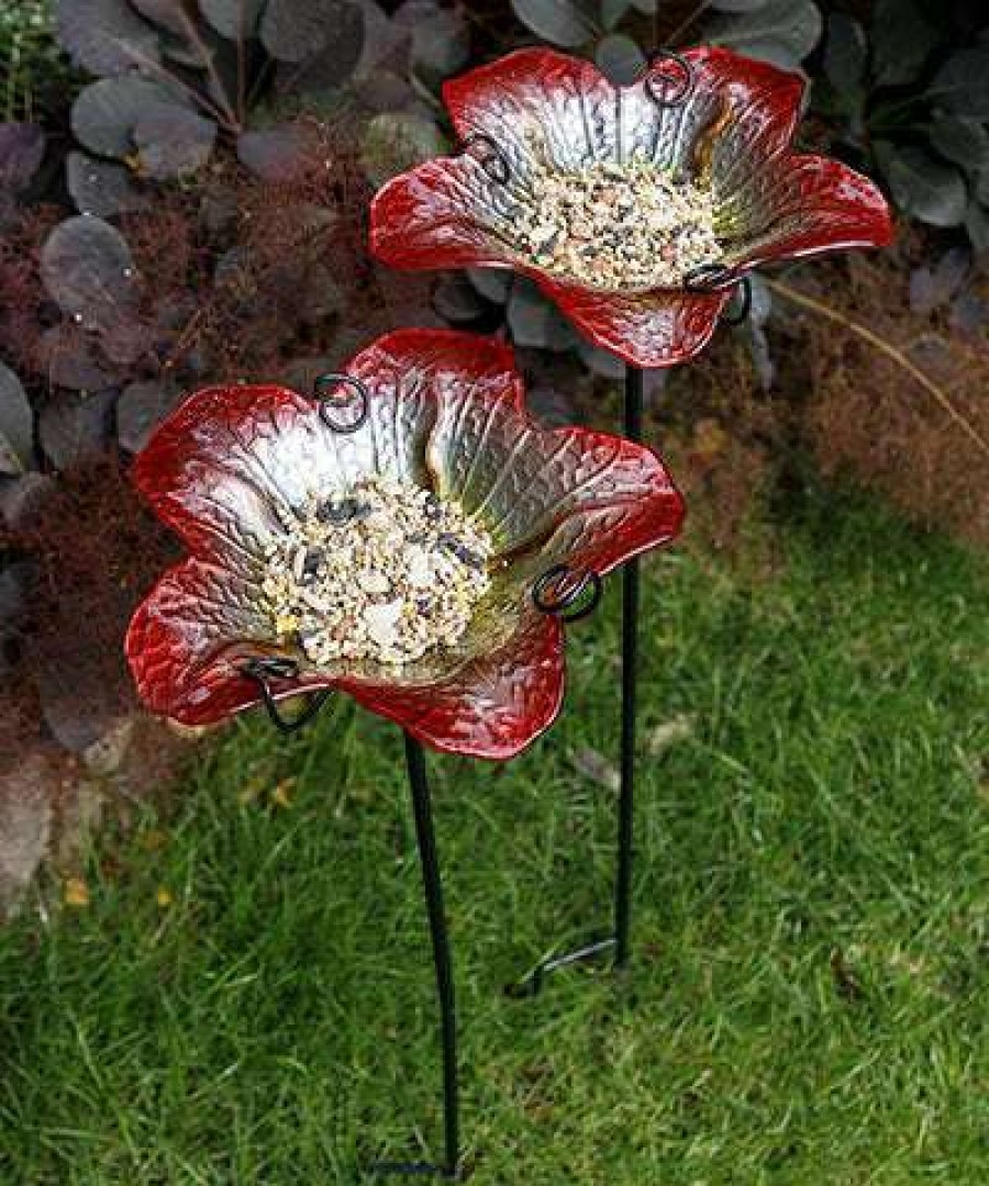 * Nestera Summer Burst Glass Bird Baths With Stakes, Pack Of 2 Standing Bird Baths | Bird Baths