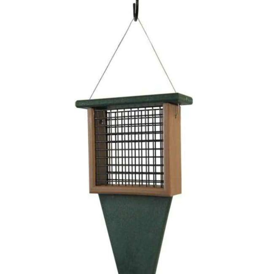 * Songbird Essentials Suet Feeder With Tail Prop, Green/Brown Hanging Feeders | Bird Feeders