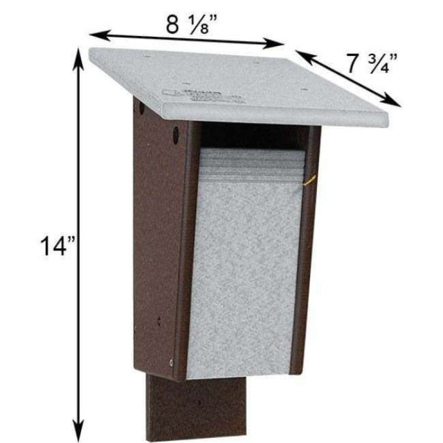 * Green Meadow Houses & Feeders Polywood Gray And Brown Recycled Plastic Sparrow Resistant Bluebird House | Bird Houses