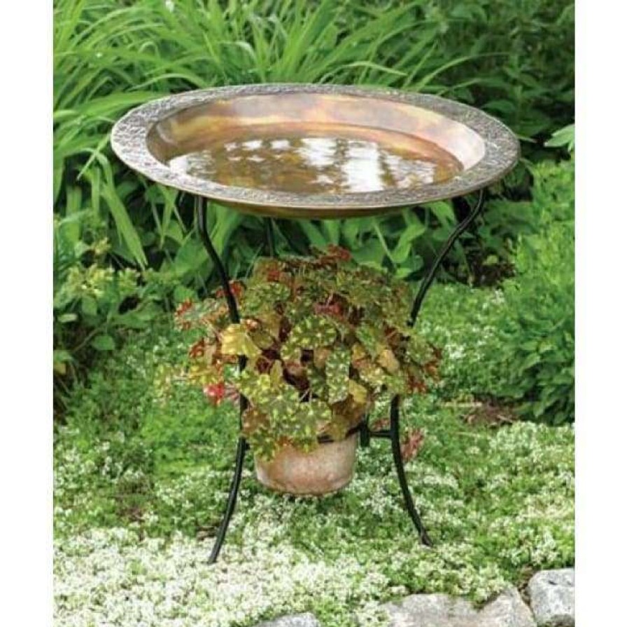 * Ancient Graffiti Copper Plated Steel Bird Bath And Stand Standing Bird Baths | Bird Baths