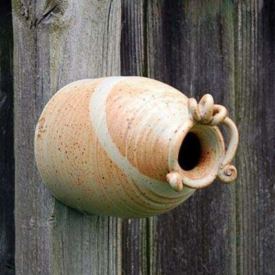 * Anthony Stoneware Post / Pole Mounted Houses Ceramic Bottle Butternut Bird House | Bird Houses