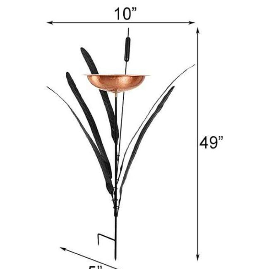 * Achla Standing Bird Baths Copper Single Cattail Bird Bath | Bird Baths