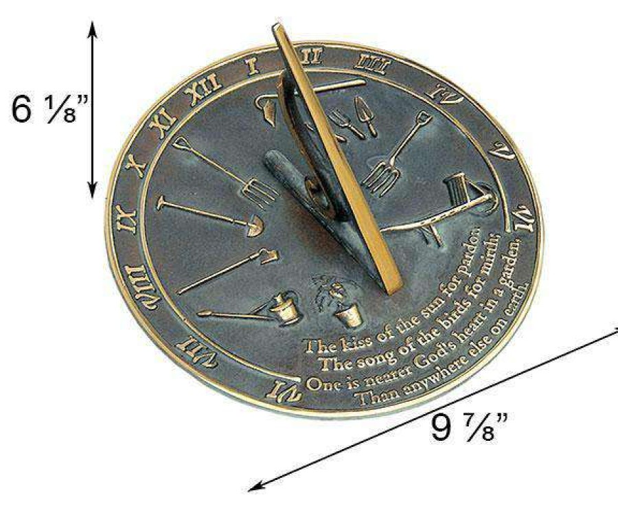 * Rome Industries Kiss Of The Sun Brass Verdigris 9.875 Sundial | Lawn & Garden