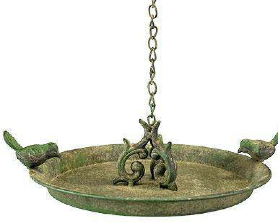 * Esschert Design Aged Metal Hanging Bird Bath With Two Birds | Bird Baths