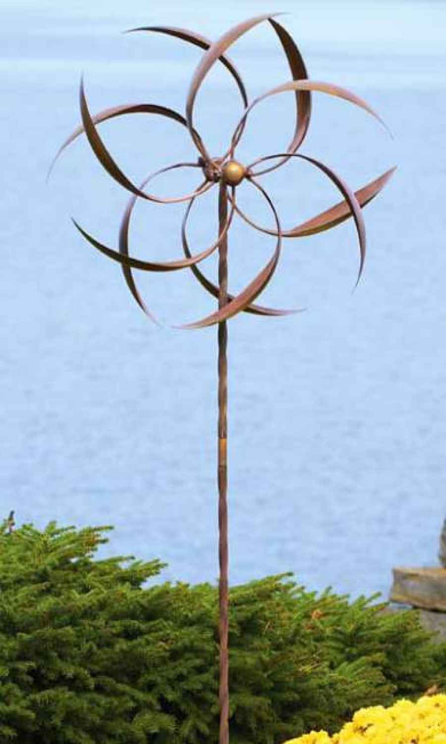 * Ancient Graffiti Lawn & Garden Kinetic Dual Feather Copper Colored 74 Spinner | Lawn & Garden