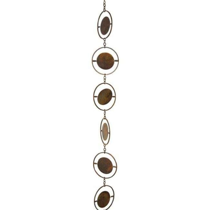 * Ancient Graffiti Lawn & Garden Circle Rain Chain, Flamed Copper Colored | Lawn & Garden