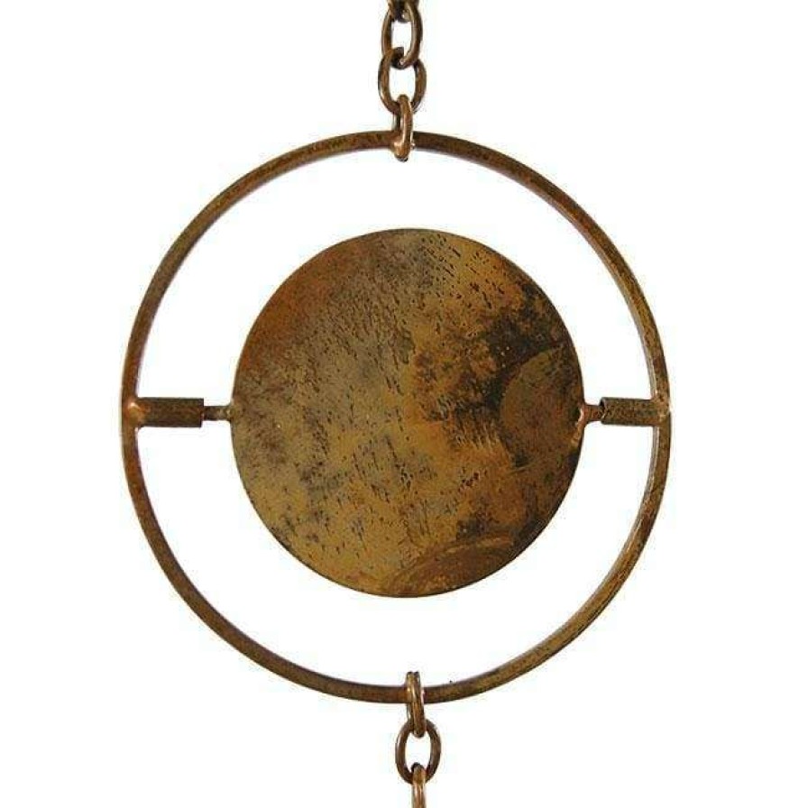 * Ancient Graffiti Lawn & Garden Circle Rain Chain, Flamed Copper Colored | Lawn & Garden