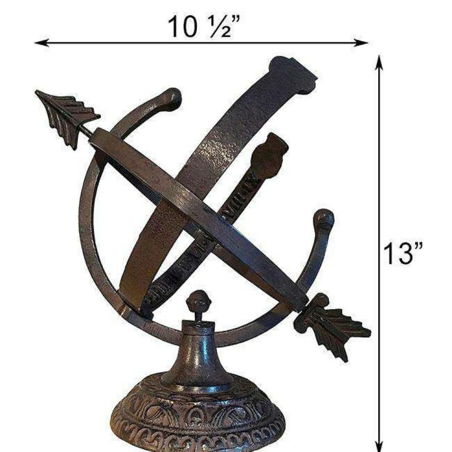 * Rome Industries Armillary Brown Aluminum 10 Sundial With Sunbursts | Lawn & Garden