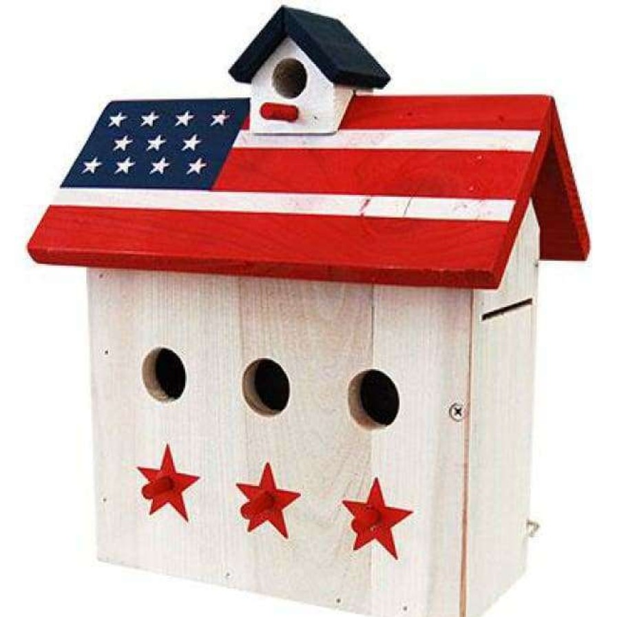 * Woodlink Post / Pole Mounted Houses Patriotic Wren House With Three Perches | Bird Houses