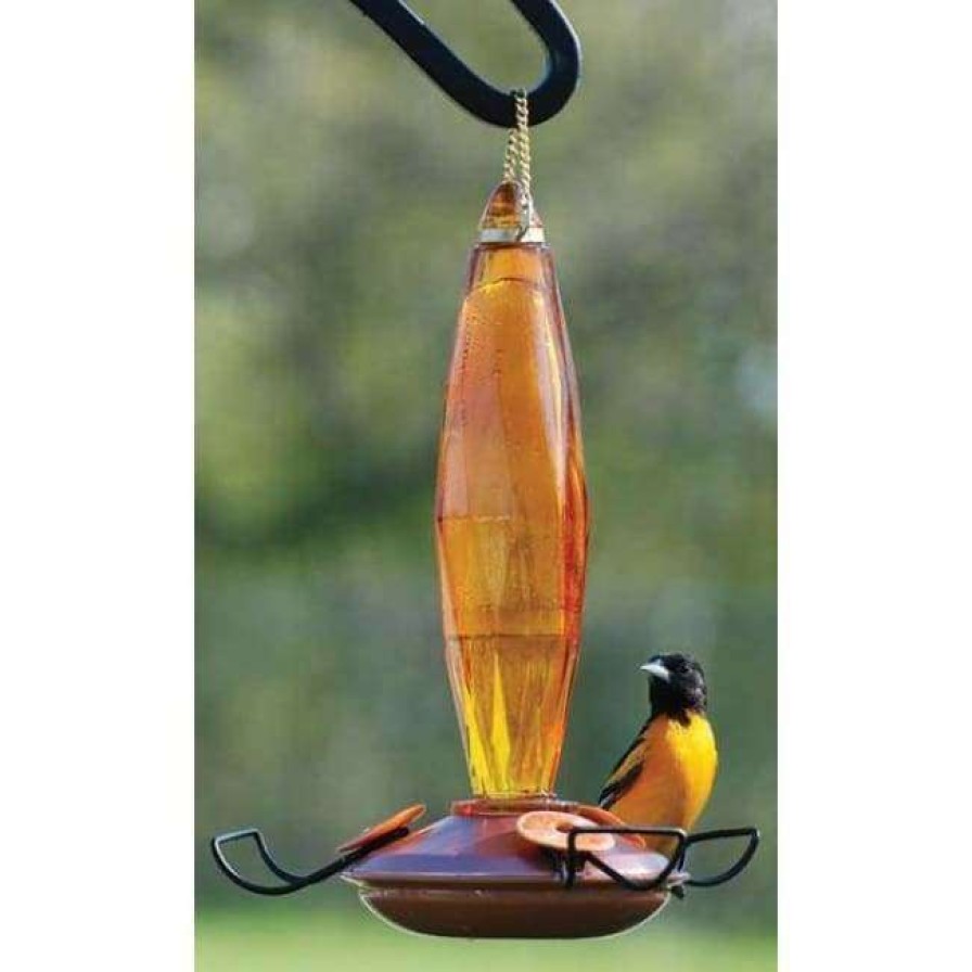 * Woodlink Hanging Feeders Audubon Amber Cut Glass Oriole Feeder | Bird Feeders