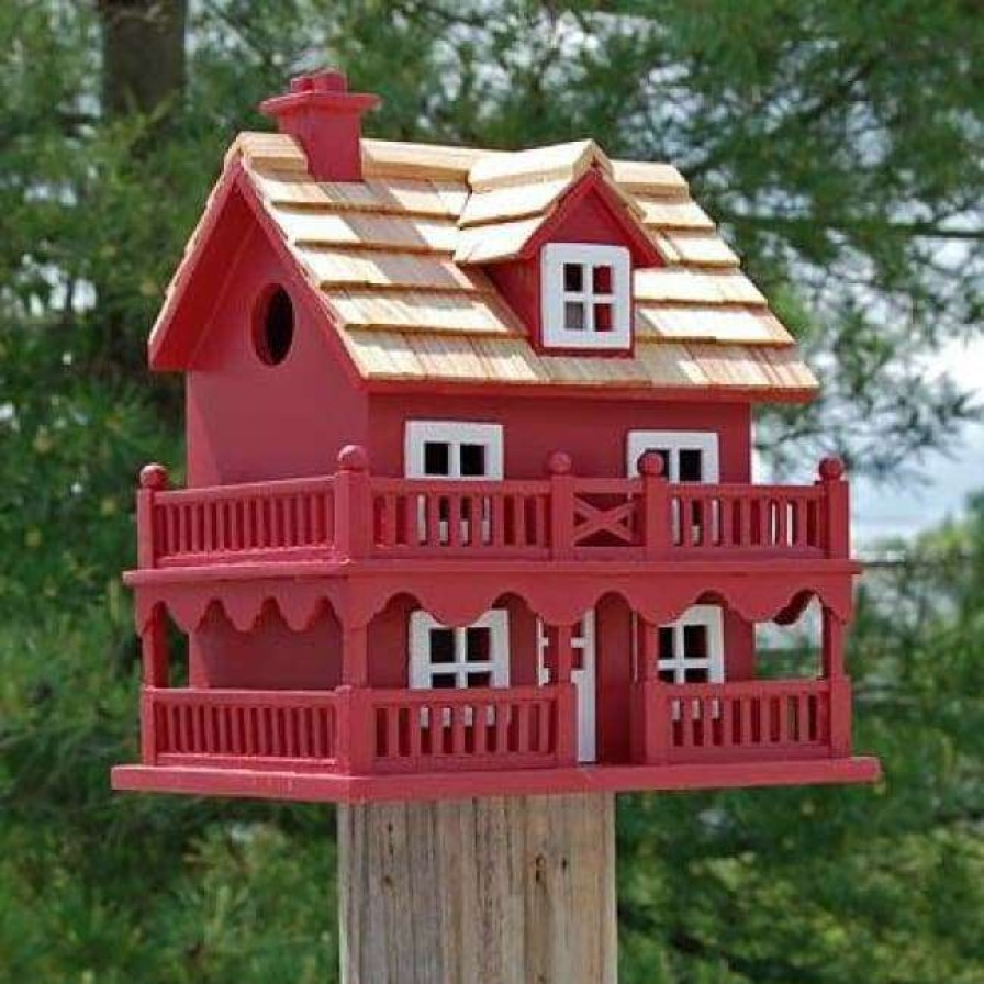 * Home Bazaar Novelty Cottage Red Bird House | Bird Houses