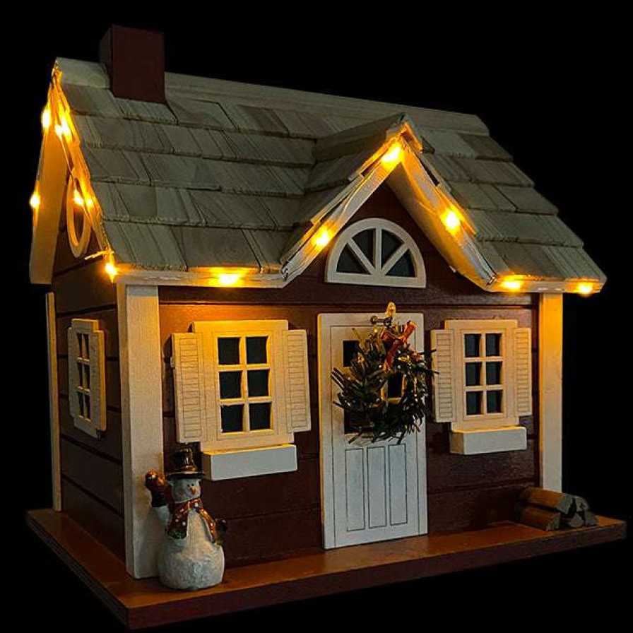 * Home Bazaar Christmas Cape Red Bird House With Leds | Bird Houses