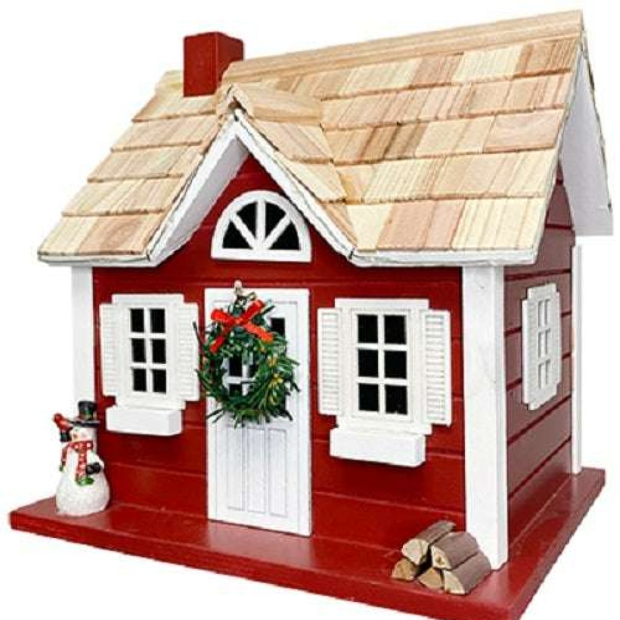 * Home Bazaar Christmas Cape Red Bird House With Leds | Bird Houses