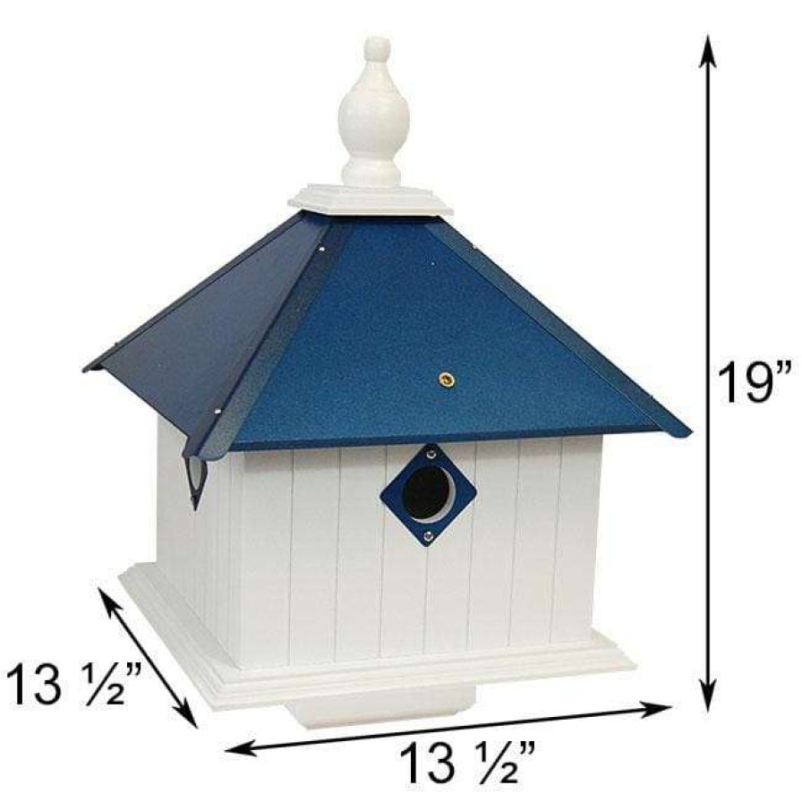 * A Wing And A Prayer Carriage Bird House With Cobolt Blue Roof Decorative Houses | Bird Houses