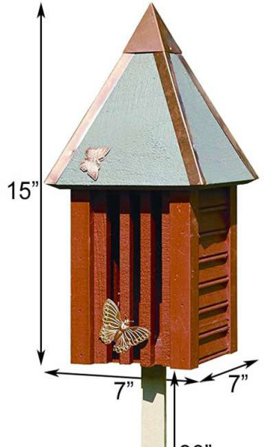 * Heartwood Flutterbye Butterfly House & Pole, Redwood Butterflies | Butterflies