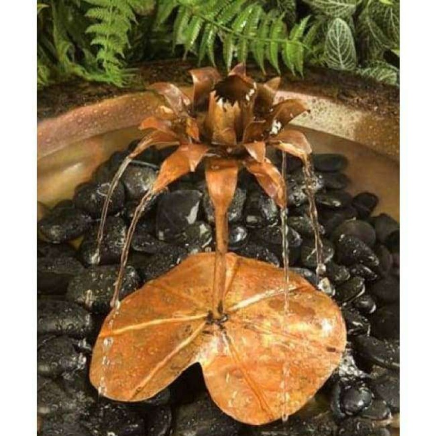 * Ancient Graffiti Copper Lotus Dripper Fountain Ground Bird Baths | Bird Baths