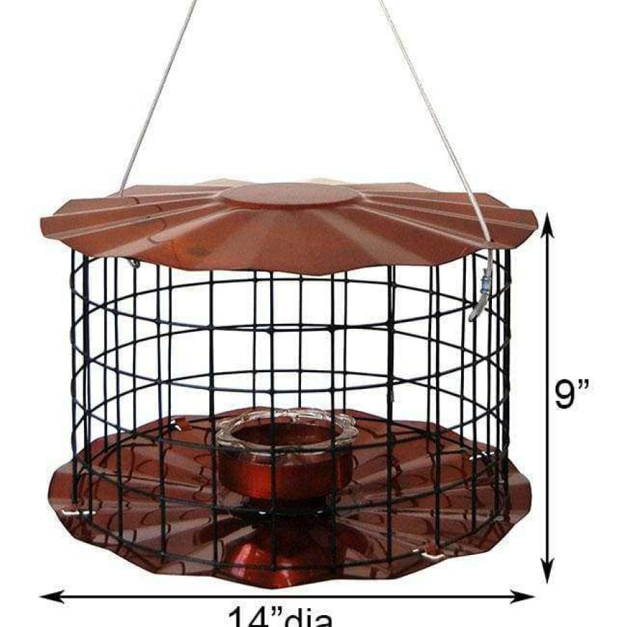 * Erva Tool & Die Caged Copper Colored Bluebird Feeder | Bird Feeders