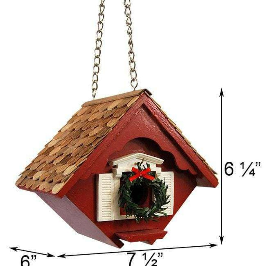 * Home Bazaar Little Hanging Holiday Wren Cottage Decorative Houses | Bird Houses